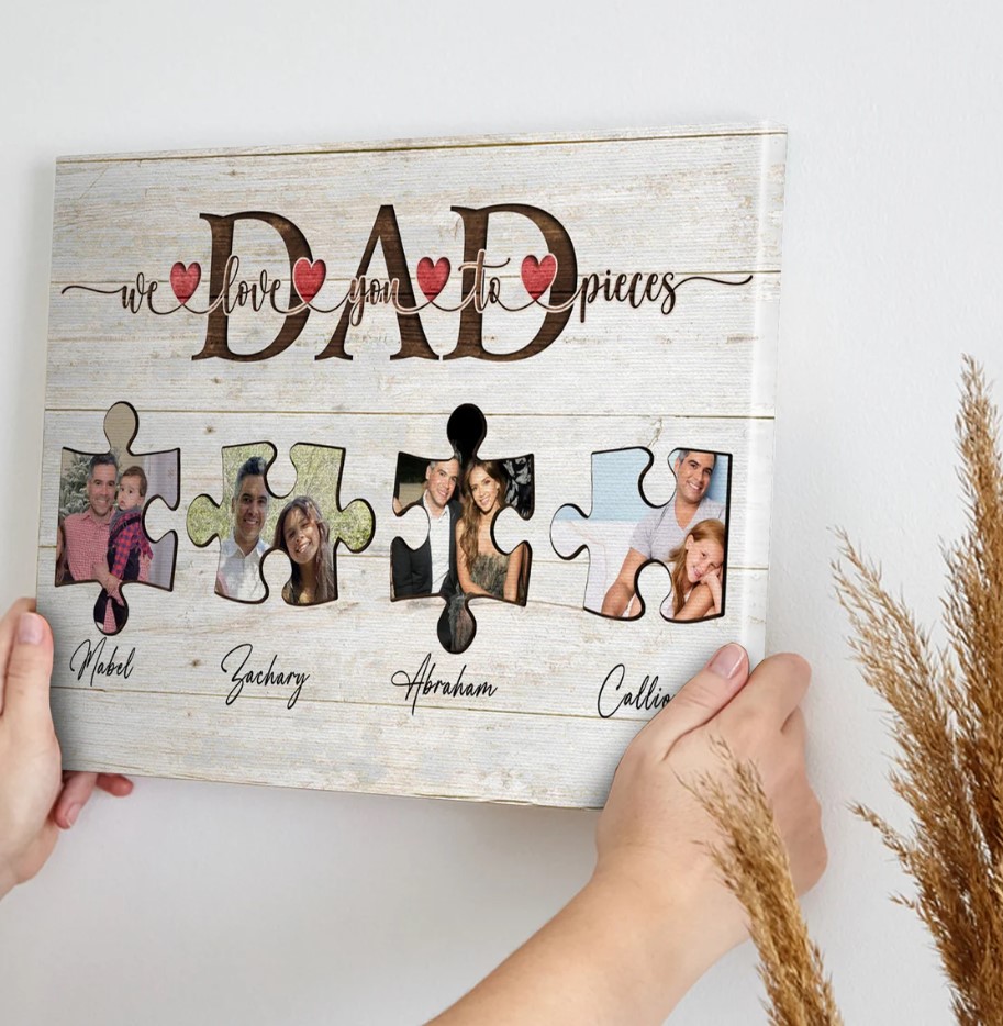 Dad We Are Love You To Pieces Poster Canvas Fathers Day Puzzle With Kid Name Personalized Family Members Name Poster Fathers Day Canvas Poster